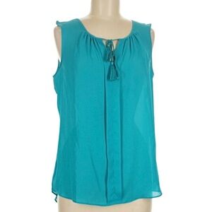 Rose & Olive Teal Sleeveless Tassel Tie Camisole